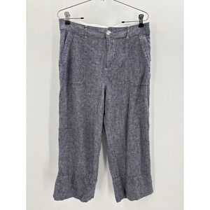 Philosophy Republic Clothing Linen Blend Cropped Pants‎ Women Size L Blue